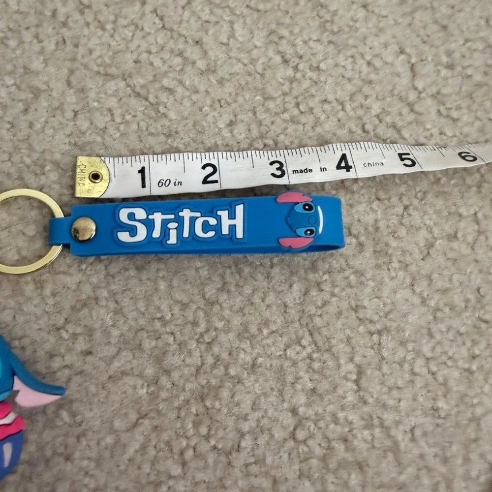 Disney Stitch Cupcake Keychain Blue Pink Rubber Bag Charm Wristlet Strap Kawaii